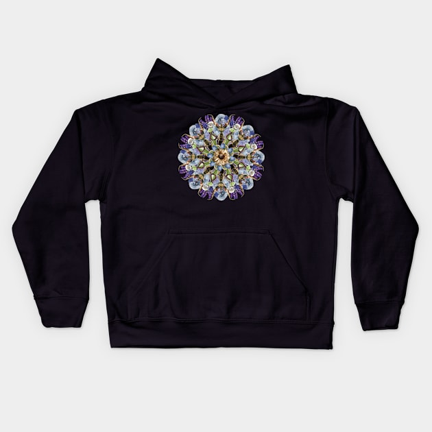 Lavender and crystals mandala Kids Hoodie by burenkaUA